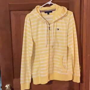 Yellow/white striped Tommy Hilfiger sweatshirt size L